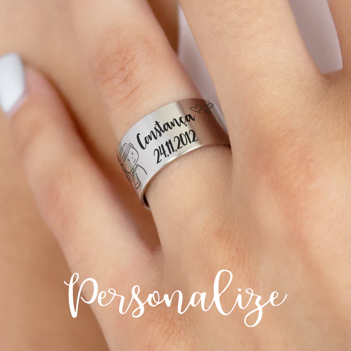 Anel12 Nome DataNascimentoMENINA 2 PERSONALIZE - ORO By Oliveiras