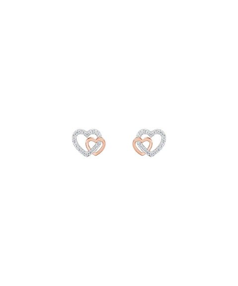 Brincos Unike Two Hearts Rose Gold