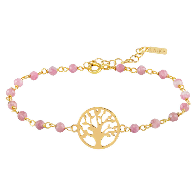 PULSEIRA PRATA DOURADA UNIKE FUN S21 BEADS PINK TREE GOLD - Image 2