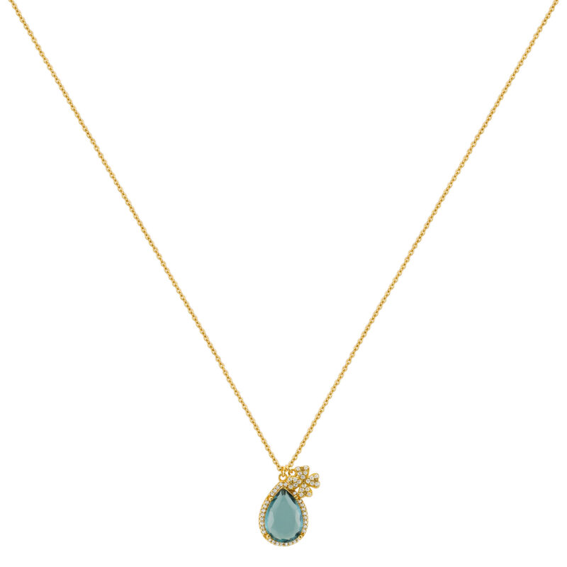 COLAR UNIKE FUN W24 CLOVER AND BLUE STONE - Image 3