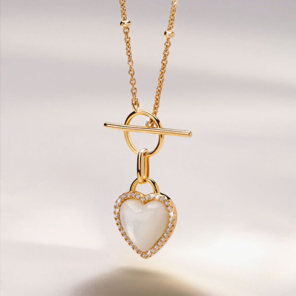 COLAR UNIKE  HEART MOTHER OF PEARL GOLD