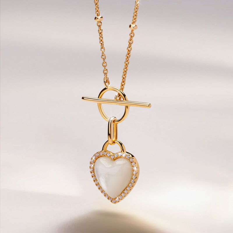 COLAR UNIKE  HEART MOTHER OF PEARL GOLD