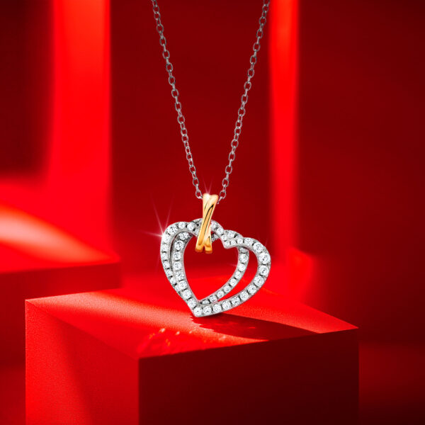 COLAR UNIKE DOUBLE HEART BICOLOR