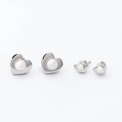 BRINCOS PRATA MAJORICA HEART 3MM