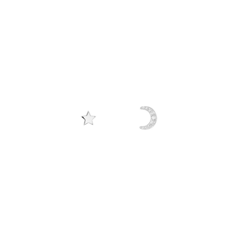 BRINCOS UNIKE MIX & MATCH MOON STAR SILVER