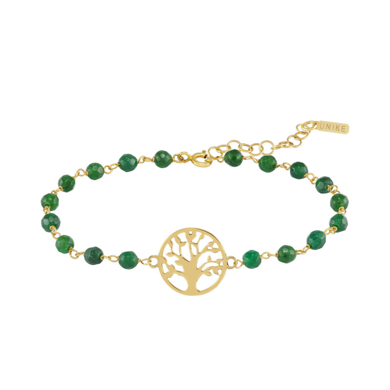 PULSEIRA PRATA DOURADA UNIKE FUN S21 BEADS GREEN TREE GOLD - Image 3
