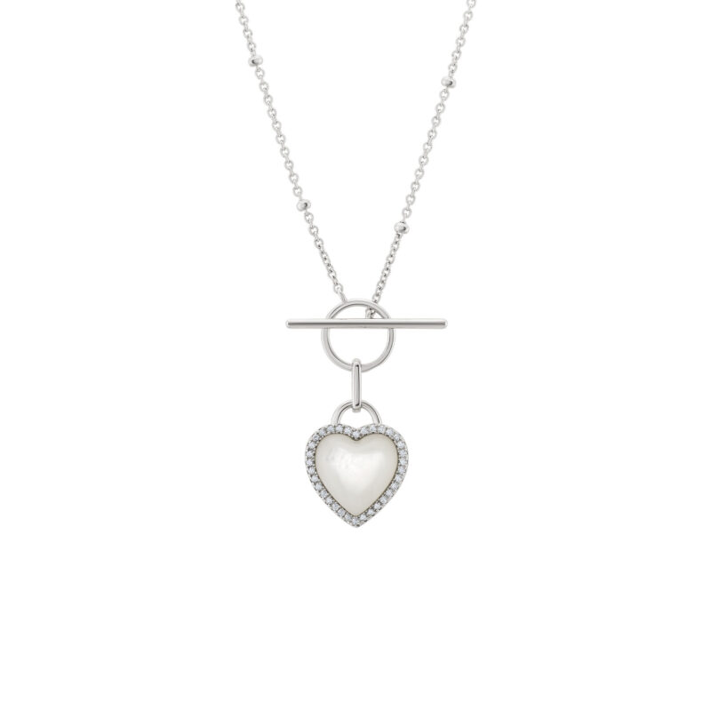 COLAR UNIKE  HEART MOTHER OF PEARL SILVER - Image 4