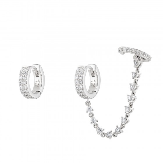 Brincos Unike Party Shiny Chain and Ear Cuff