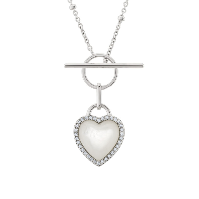 COLAR UNIKE  HEART MOTHER OF PEARL SILVER - Image 3