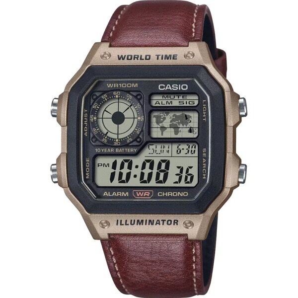 Relógio Casio Collection World Time Castanho