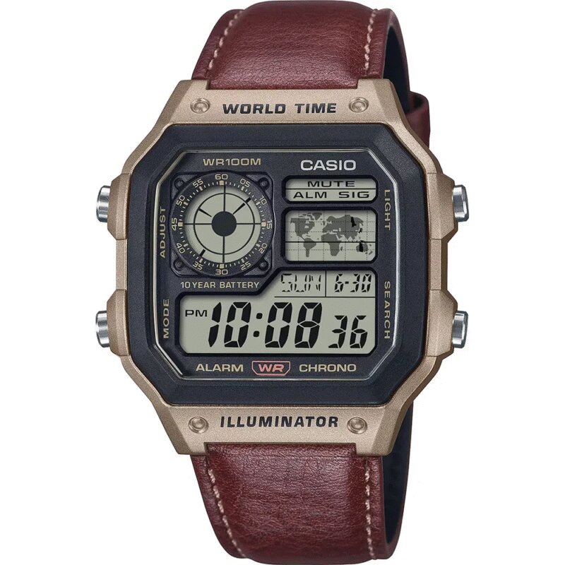 Relógio Casio Collection World Time Castanho