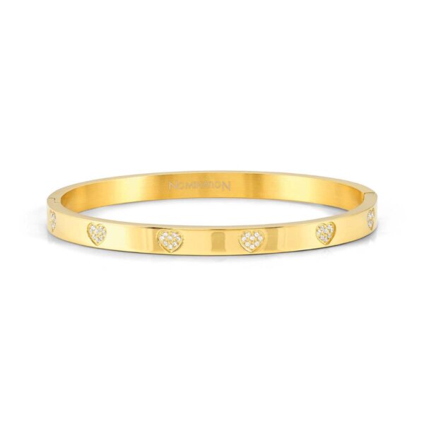 Pulseira Nomination Pretty Bangles Corações Dourada