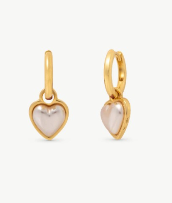 BRINCOS, MAJORICA, HEART, PRATA DOURADA 925, 2GR