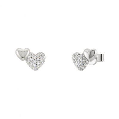 BRINCOS UNIKE TWO HEARTS CZ SILVER