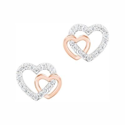 Brincos Unike Two Hearts Rose Gold